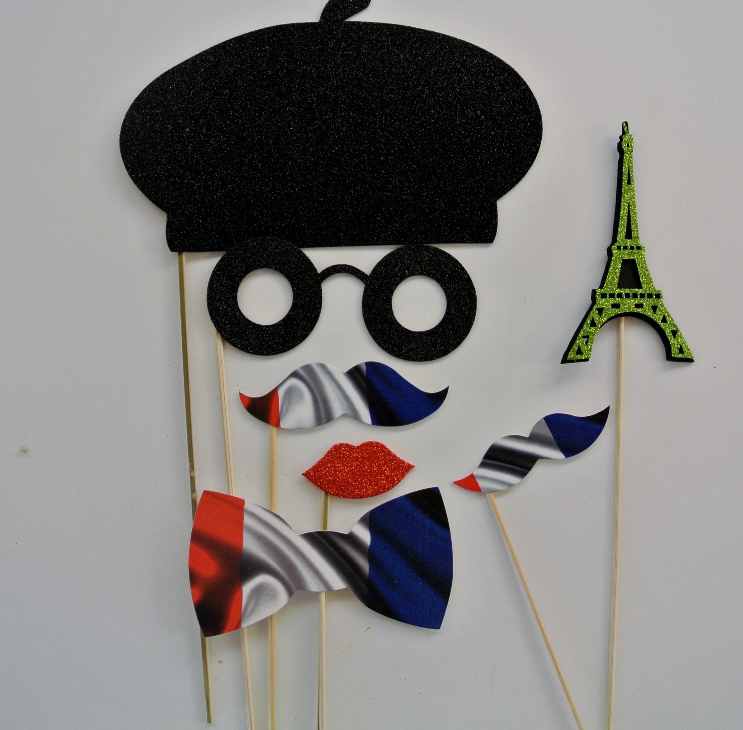 Parisian Inspired Deluxe Kit Photo Booth Props Mustache on a Stick Mustache bash France se la vie. oh lala Props